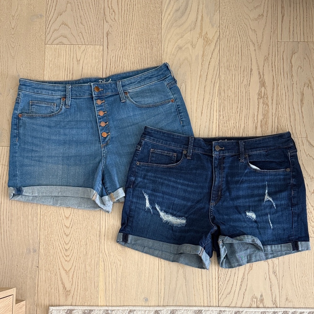 High Rose Midi Women's Two-Pair Denim Shorts — Light Blue & Dark Blue